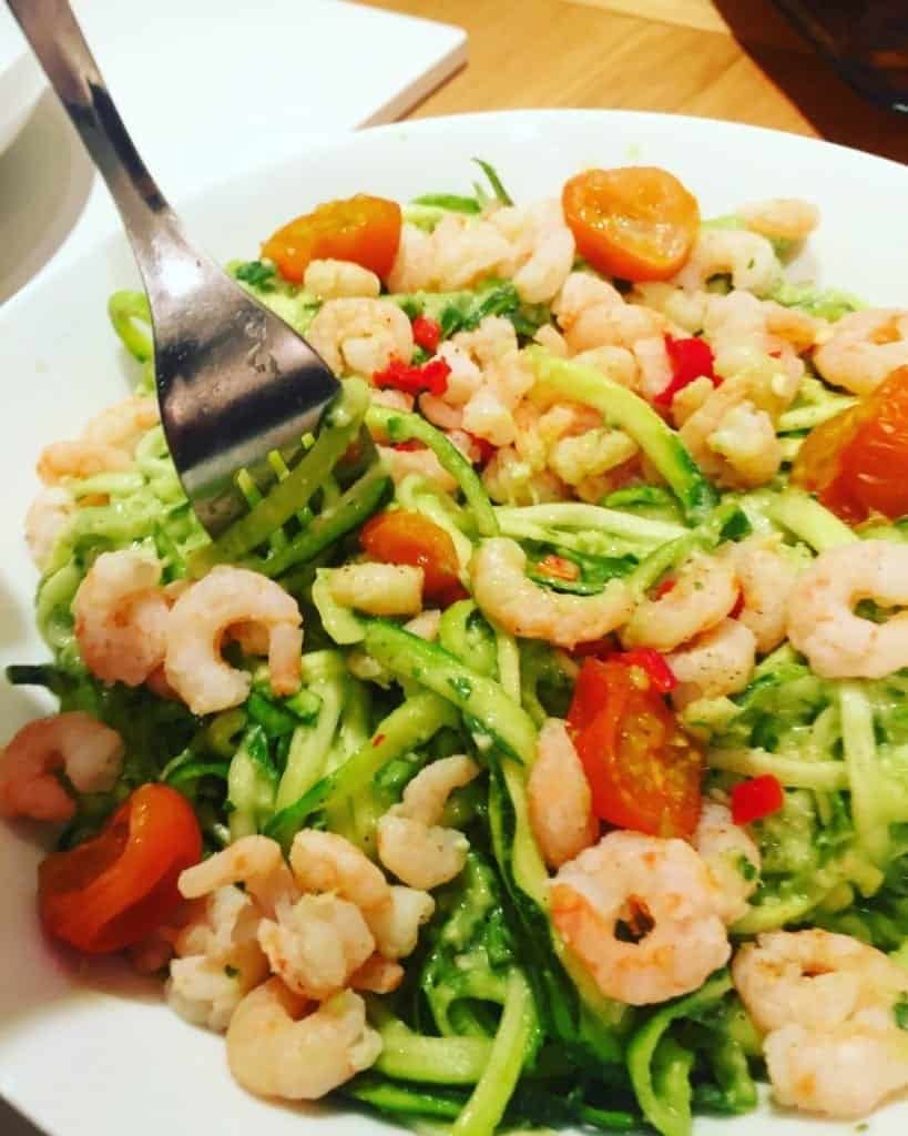 Prawn zucchini noodle recipe by weight loss coach