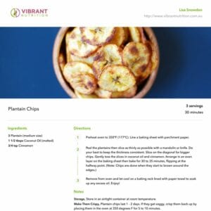 Plantain chips recipe by clinical nutritionist Lisa Snowdon